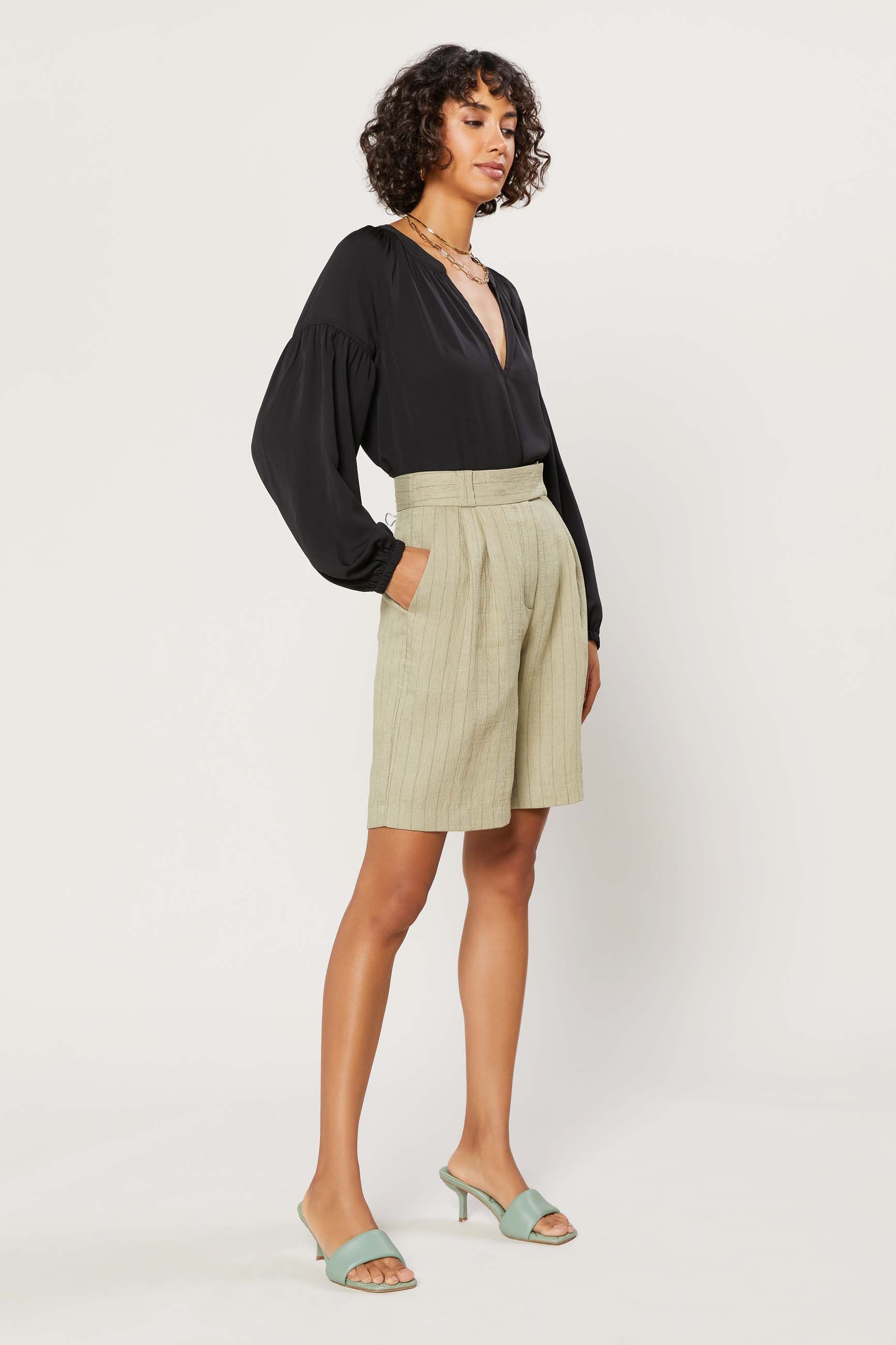 Striped
Knee
Length
Shorts | Current Air