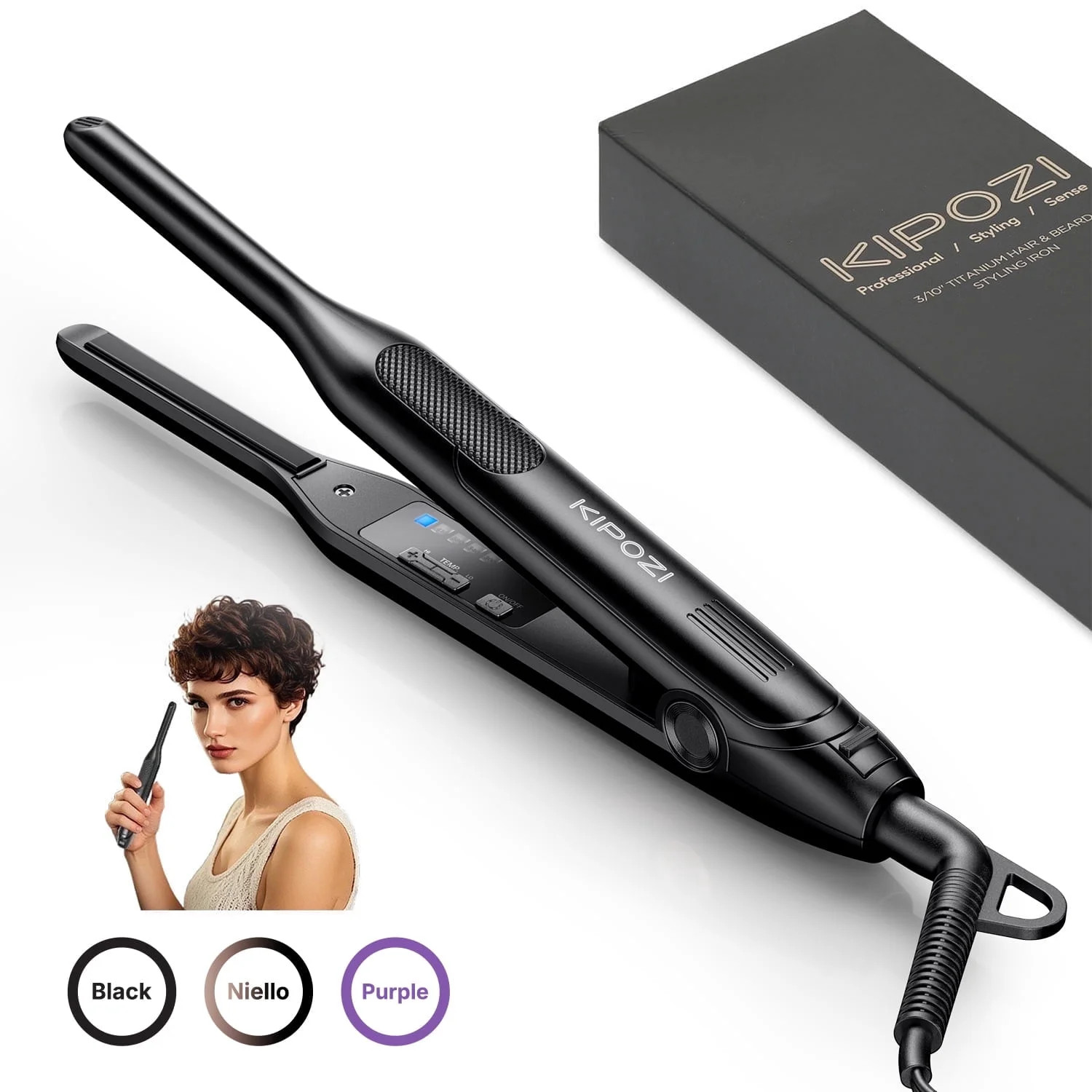 Kipozi Mini Flat Iron for Short Hair & Edges, 3/10" Small Hair Straightener for Pixie Cuts, Bangs... | Walmart (US)