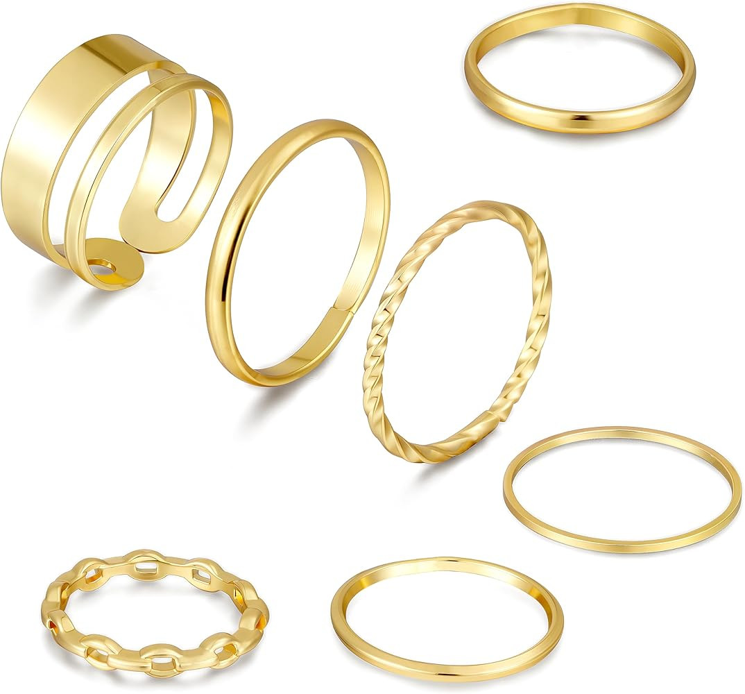 FAXHION Gold Knuckle Rings Set for Women Snake Chain Stacking Ring Vintage BOHO Midi Rings SIze M... | Amazon (US)
