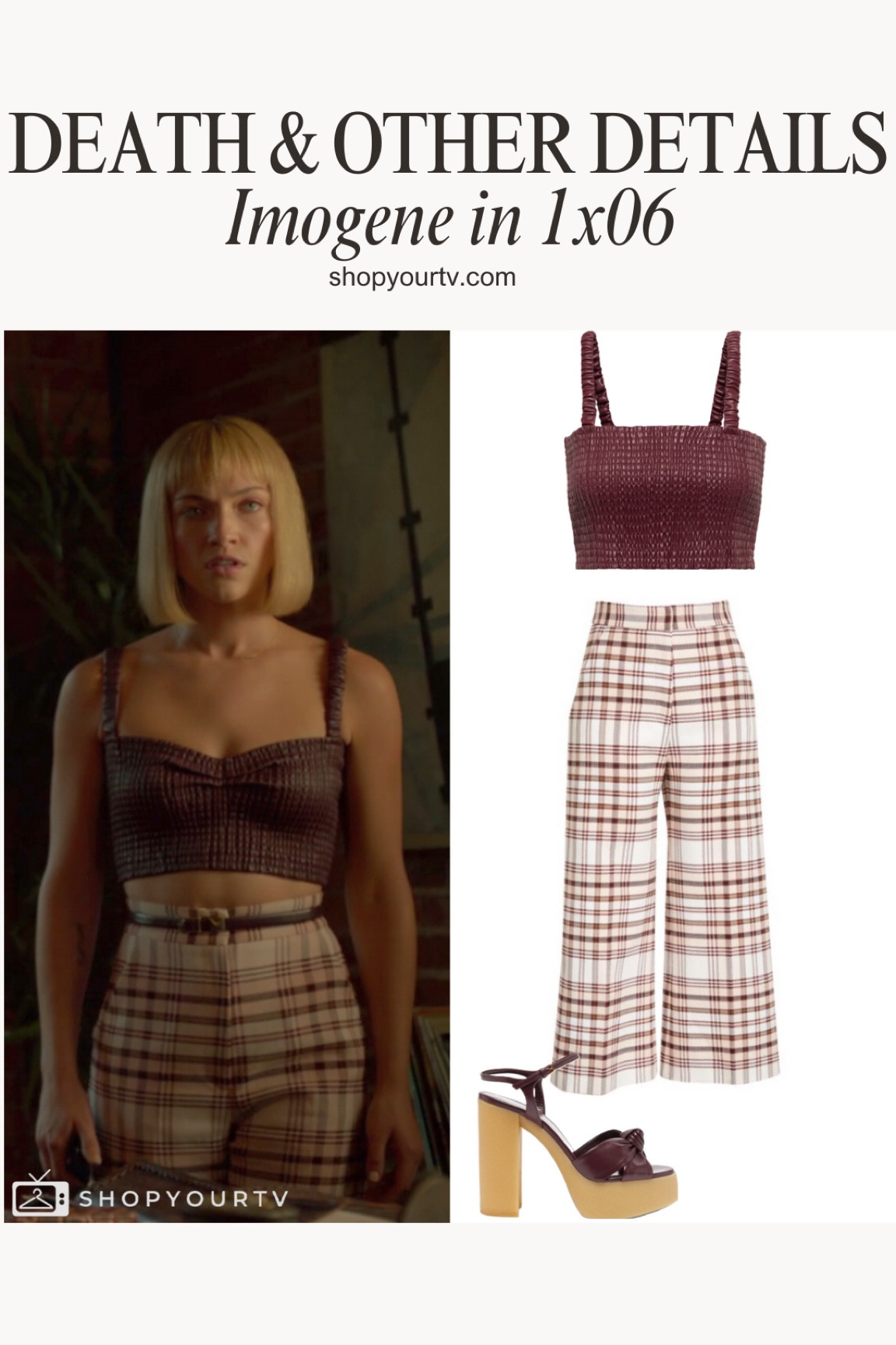 Imogene’s (Violett Beane) outfit in 1x06 of Death and Other Details. 

More outfits on shopyourtv.com