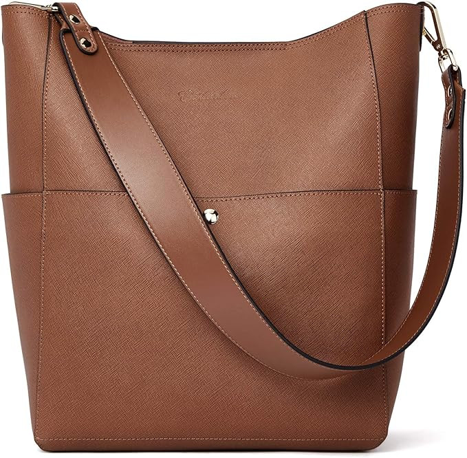 BOSTANTEN Women's Leather Designer Handbags Tote Purses Shoulder Bucket Bags | Amazon (US)