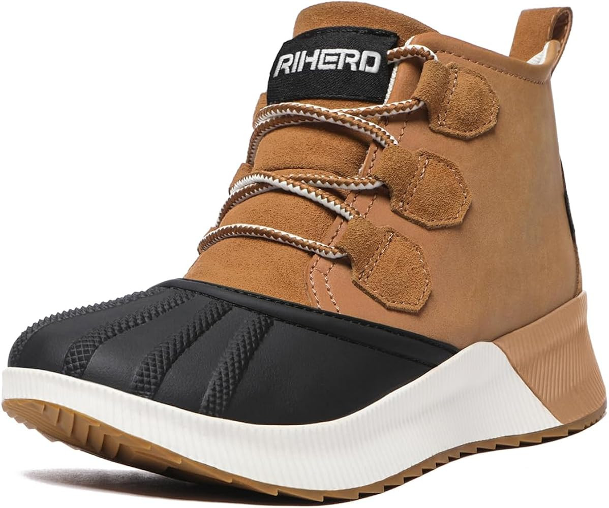 Rihero Women's Waterproof Hiking Boots Fashion Outdoor Lightweight Leather Suede Booties | Amazon (US)