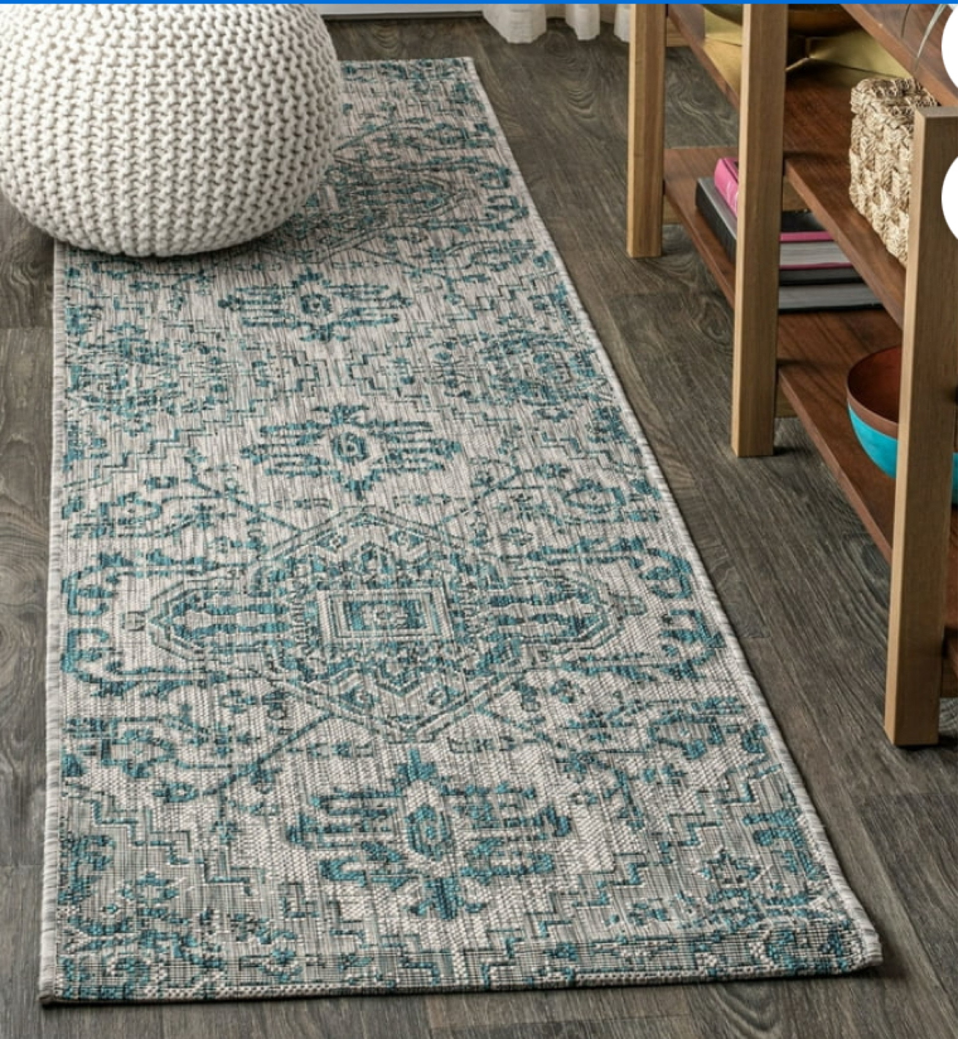 Teal and gray runner rug. 
#rug
#walmarthome

#LTKhome