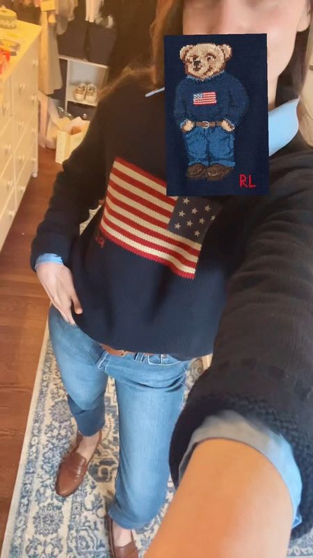 Dressing like a Ralph Lauren polo bear 🐻 #preppy #springfashion #springstyle #outfitinspo #outfits #flagsweater #americanflag #levis #jcrew #springoutfit

#LTKstyletip #LTKVideo