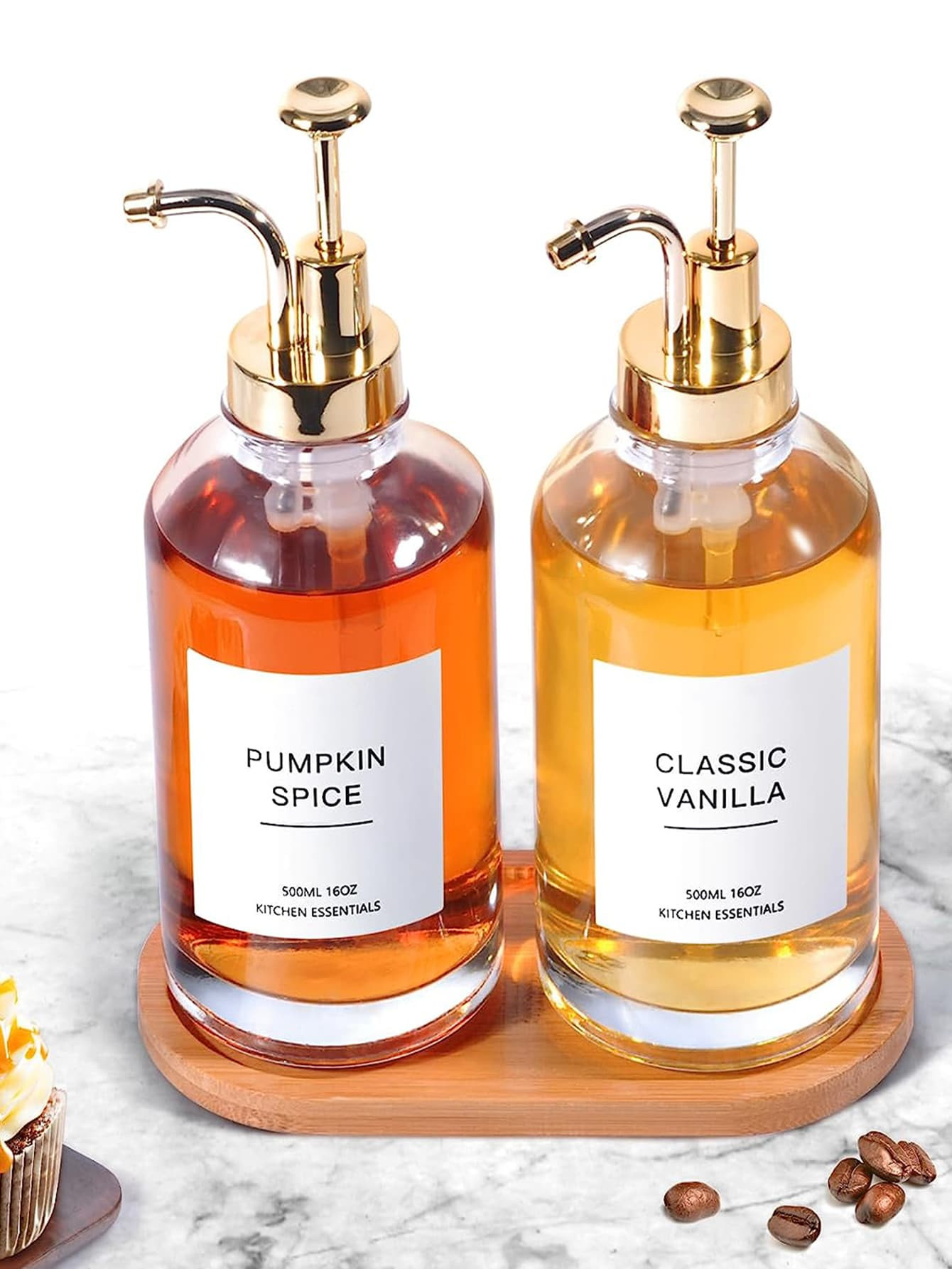 16,9 oz Café Sirop Distributeur Pour Café Sans Étiquettes Et Doré Pompe , 500ML Sirop Bouteil... | SHEIN