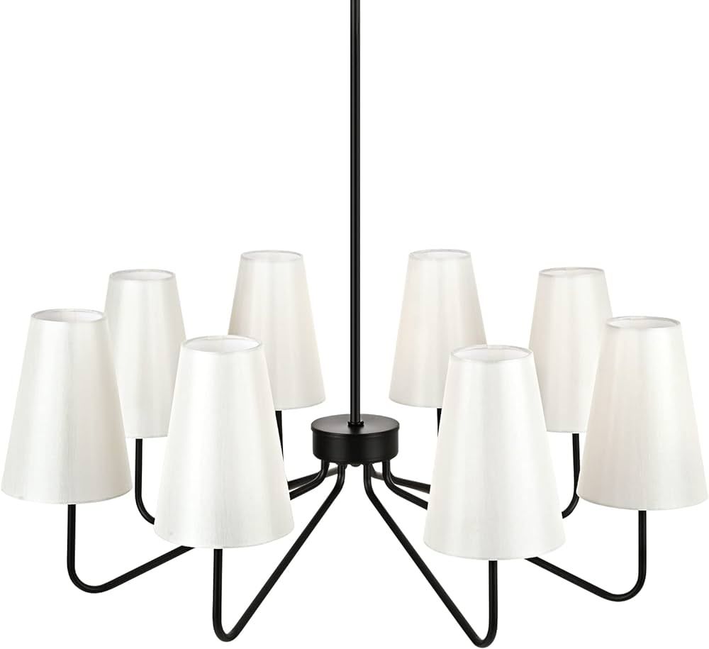 Peblto Metal Black Chandeliers with Fabric Shades, 8-Light Modern Farmhouse Chandelier, Dining Room  | Amazon (US)