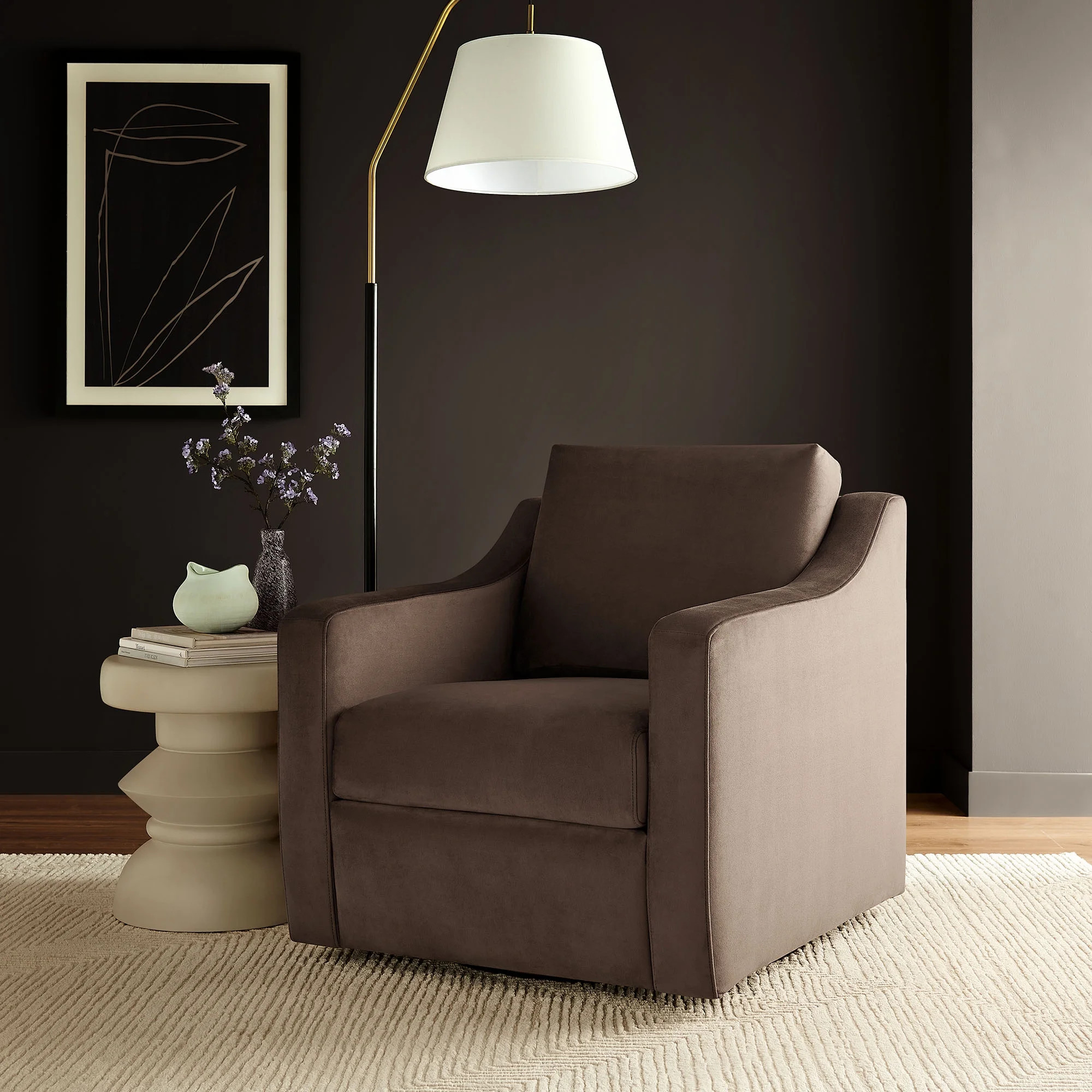 Modway Liora Performance Velvet Armchair in Chocolate | Walmart (US)