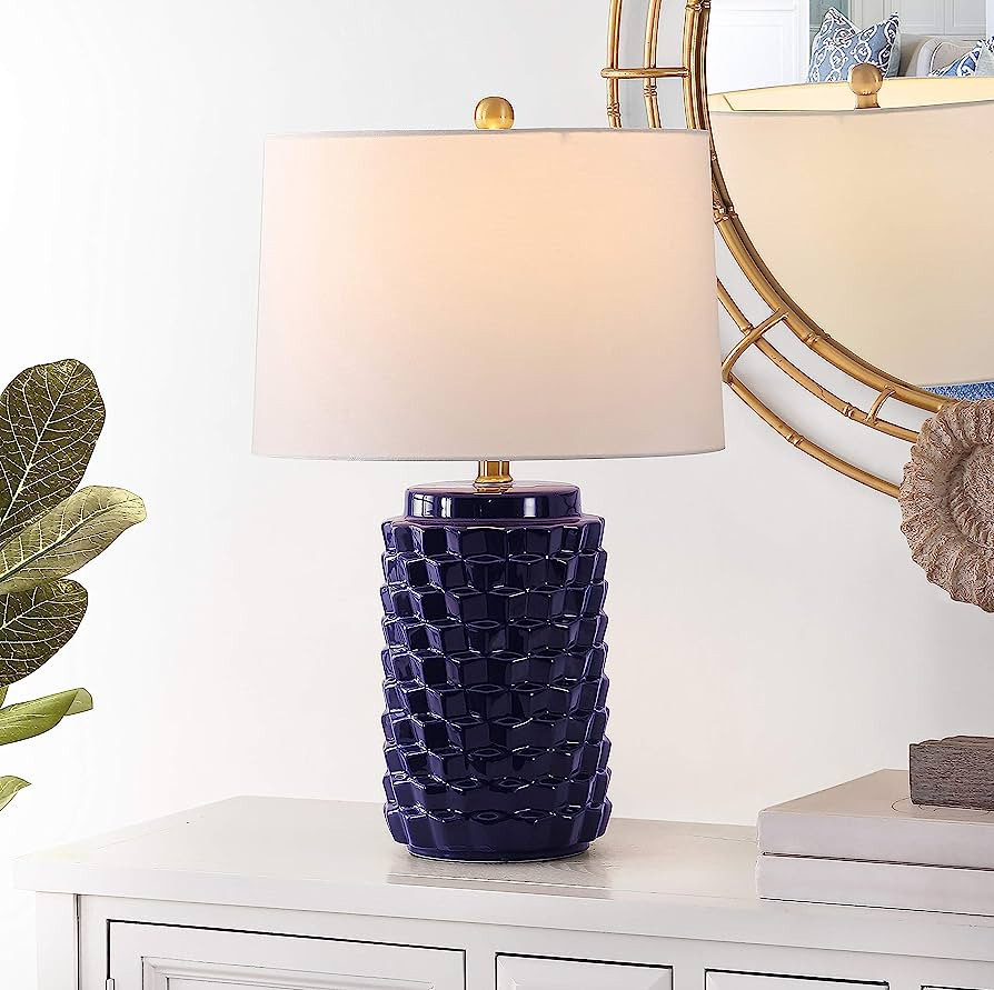 SAFAVIEH Lighting Collection Weldon Modern Contemporary Navy Ceramic 23-inch Bedroom Living Room ... | Amazon (US)