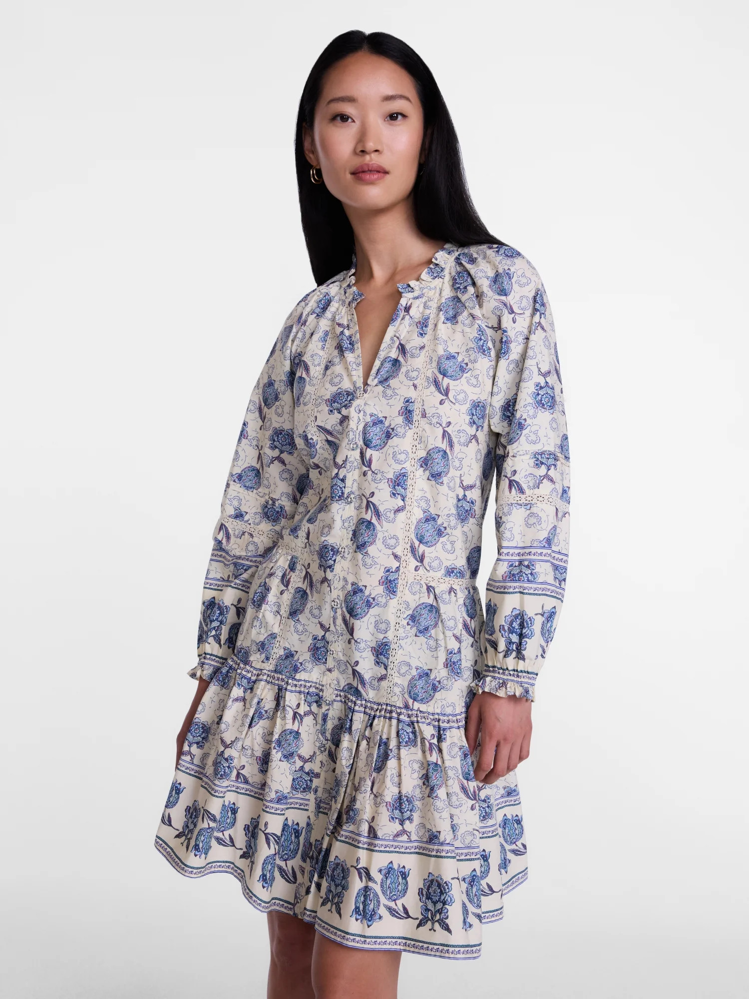 Scenario Women's and Women's Plus Tiered Hem Dress with Long Sleeves, Sizes XS-4X | Walmart (US)