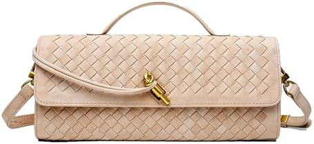 Suede Woven Clutch Purse for Women Designer Hand-woven Crossbody Satchel Bag Trendy Evening Handb... | Amazon (US)