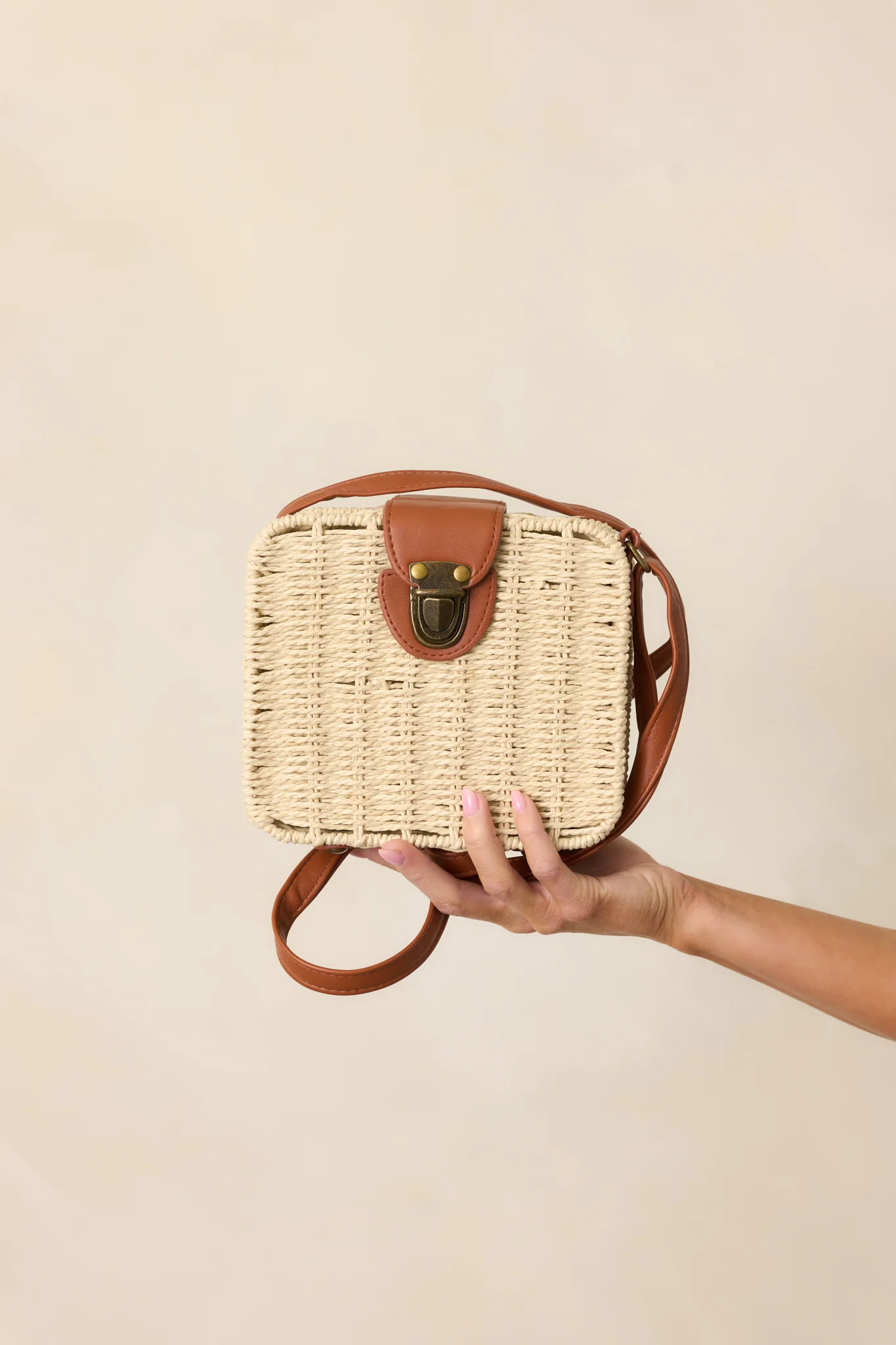 Already There White Natural Whicker Handbag | Red Dress
