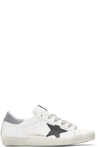 SSENSE Exclusive White Glitter Tab Superstar Sneakers | SSENSE 