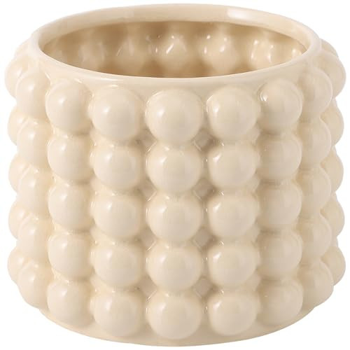 yanwe1 Bubble Ceramic Planter, 6 Inch Plant Pot with Drainage Holes, Ceramic Pot for Plants, Indoor Plant Pot, Succulent Orchid Flower Pot, Flower Pot for Outdoor Garden (Beige) | Amazon (US)