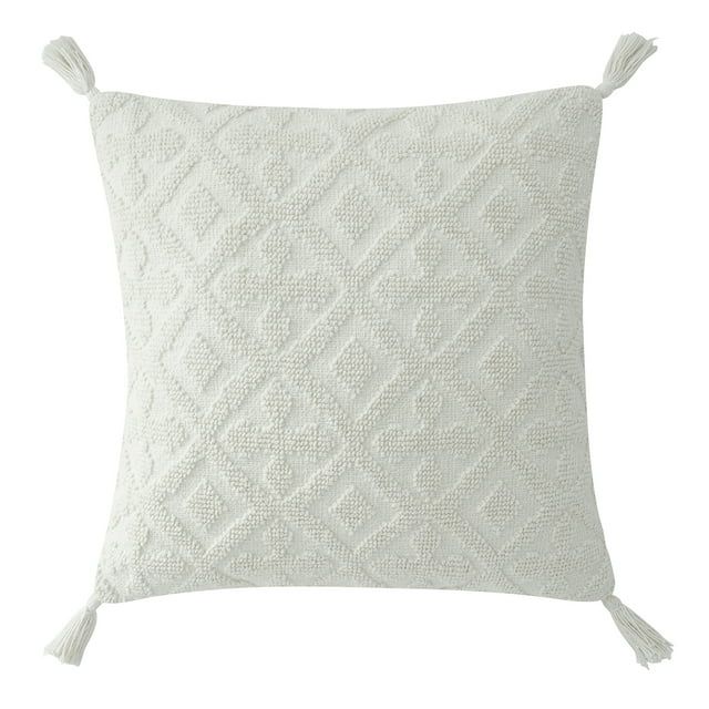 My Texas House Sutton Cotton Tufted Decorative Pillow, 20"x20", Coconut Milk - Walmart.com | Walmart (US)