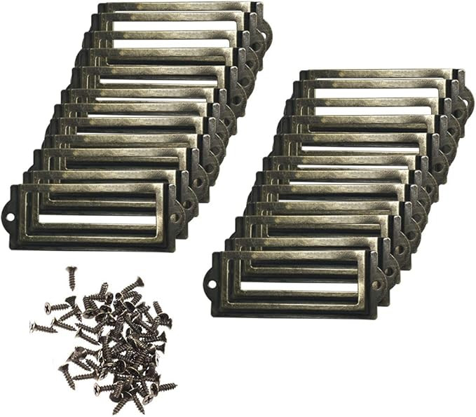 Adiyer [24 Pack] Antique Bronze Office Library File Drawer Cabinet Card Tag Label Holder Metal Fr... | Amazon (US)