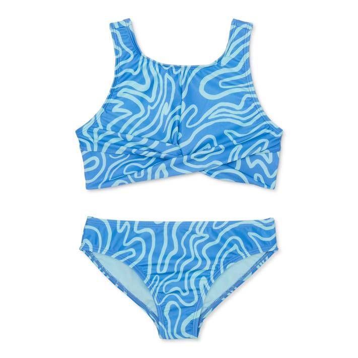 Wonder Nation Girls Twist Front Bikini with UPF 50, 2-Piece, Sizes 4-18 | Walmart (US)