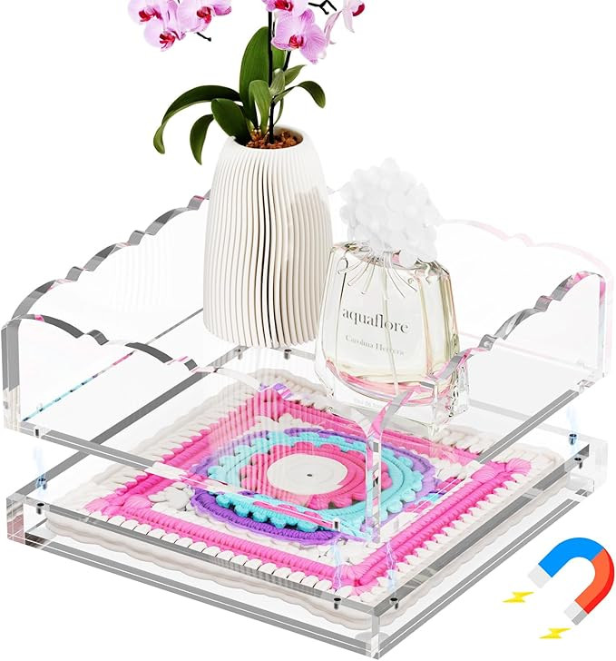 6.25" x 6.25" Scalloped Acrylic Tray with 0.6″ Depth Magnetic Clear Tray, Photo Display Jewelry... | Amazon (US)