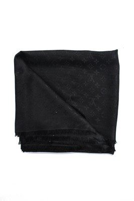 Louis Vuitton Shine Shawl Silk Wool Scarf Black | eBay AU