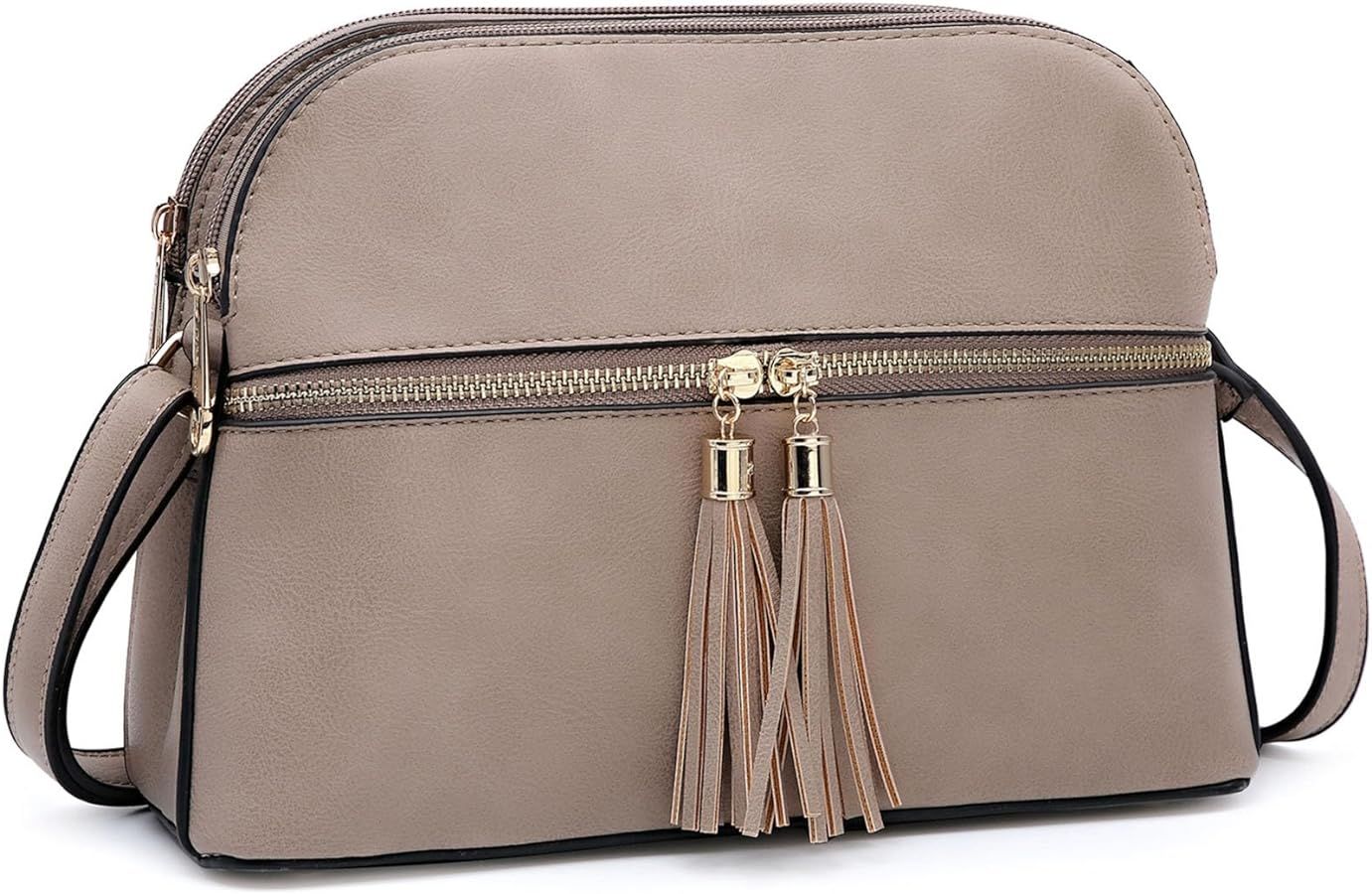 Dasein Women Tassel Zipper Pocket Crossbody Bag Shoulder Purse Fashion Travel Bag with Multi Pockets | Amazon (US)