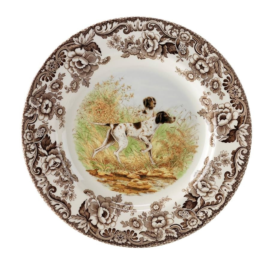 Spode Woodland Hunting Dogs Flat Coated Pointer Salad Plate - 8" Fine Earthenware with British Fl... | Amazon (US)