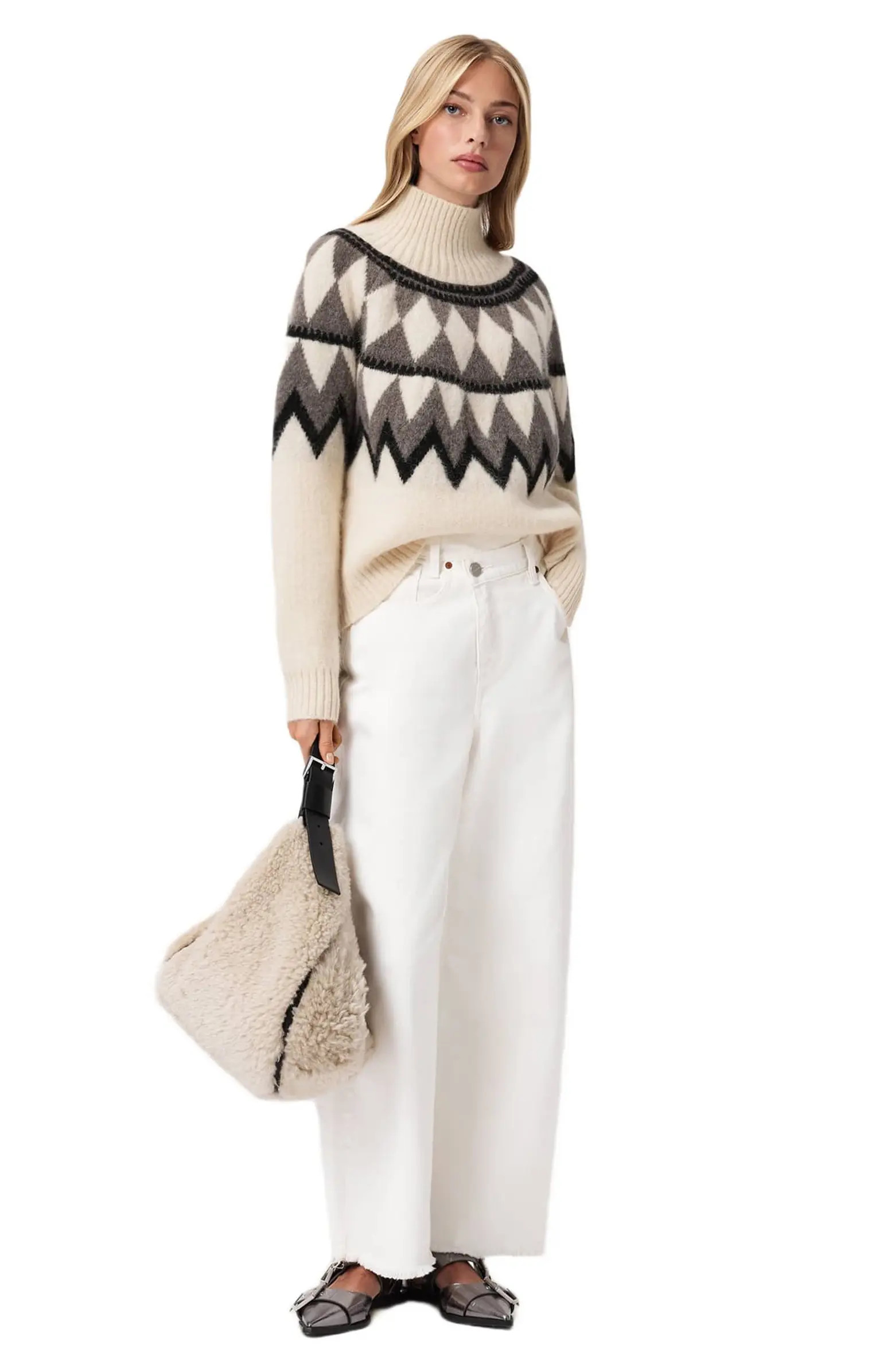 AllSaints Tara Fair Isle Alpaca & Wool Blend Turtleneck Sweater | Nordstrom | Nordstrom