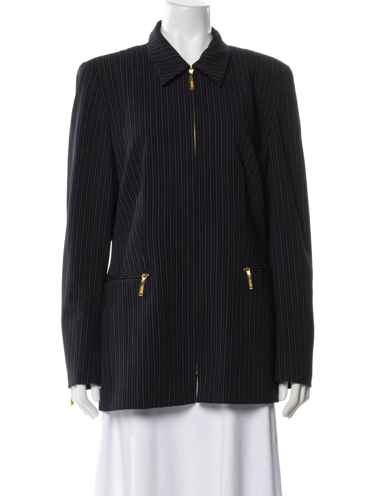 Escada Margaretha Ley Virgin Wool Striped Blazer - Black Jackets, Clothing - ESMAL33461 | The Rea... | The RealReal