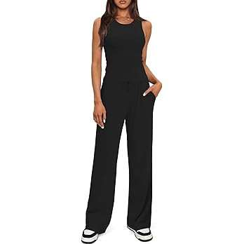 Darong Women's 2 Piece Outfits Lounge Sets Sleeveless Tank Tops Wide Leg Pants Sets Tracksuits Ma... | Amazon (US)