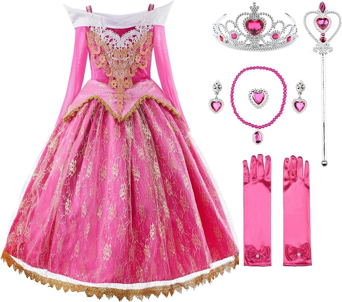 JerrisApparel Girls Pink Princess Costume Halloween Cosplay Party Dress up | Amazon (US)