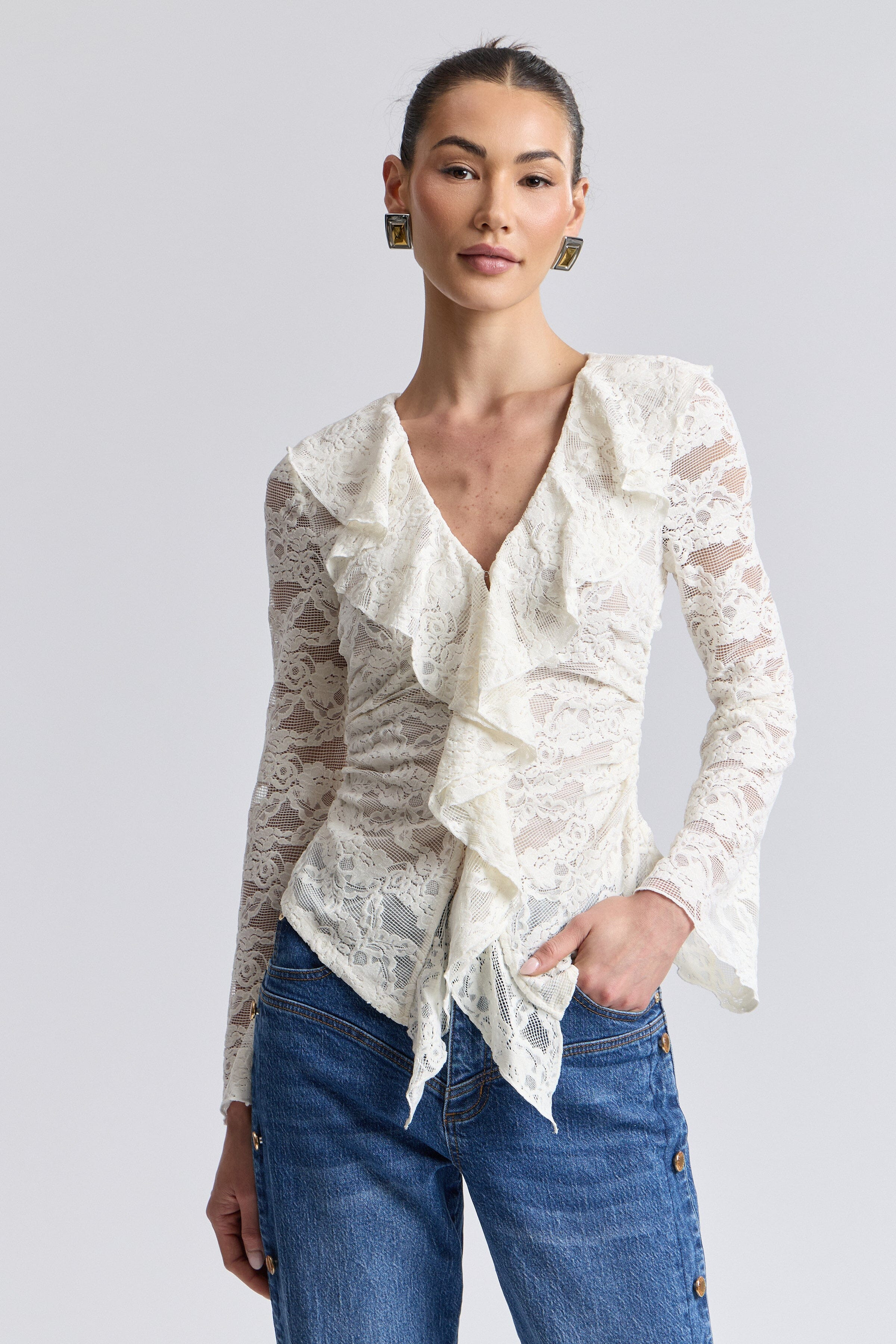 Ruffle Front Lace Top | Avec Les Filles