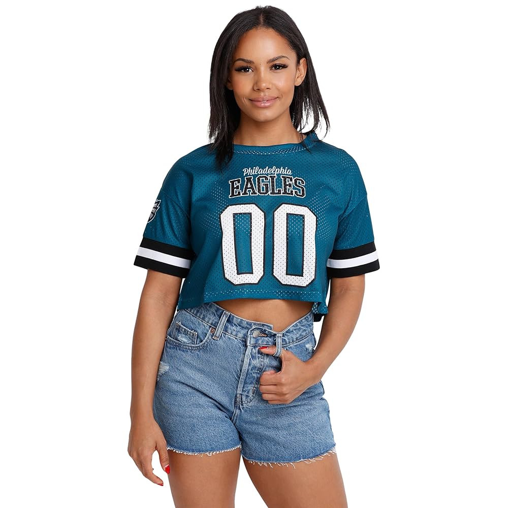FOCO Women's NFL Ladies Fashion Gameday Jersey Mesh Crop Top Shirt | Amazon (US)