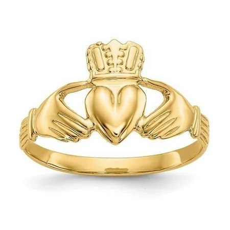 Primal Gold 10 Karat Yellow Gold Polished Solid Claddagh and Celtic Ring | Walmart (US)