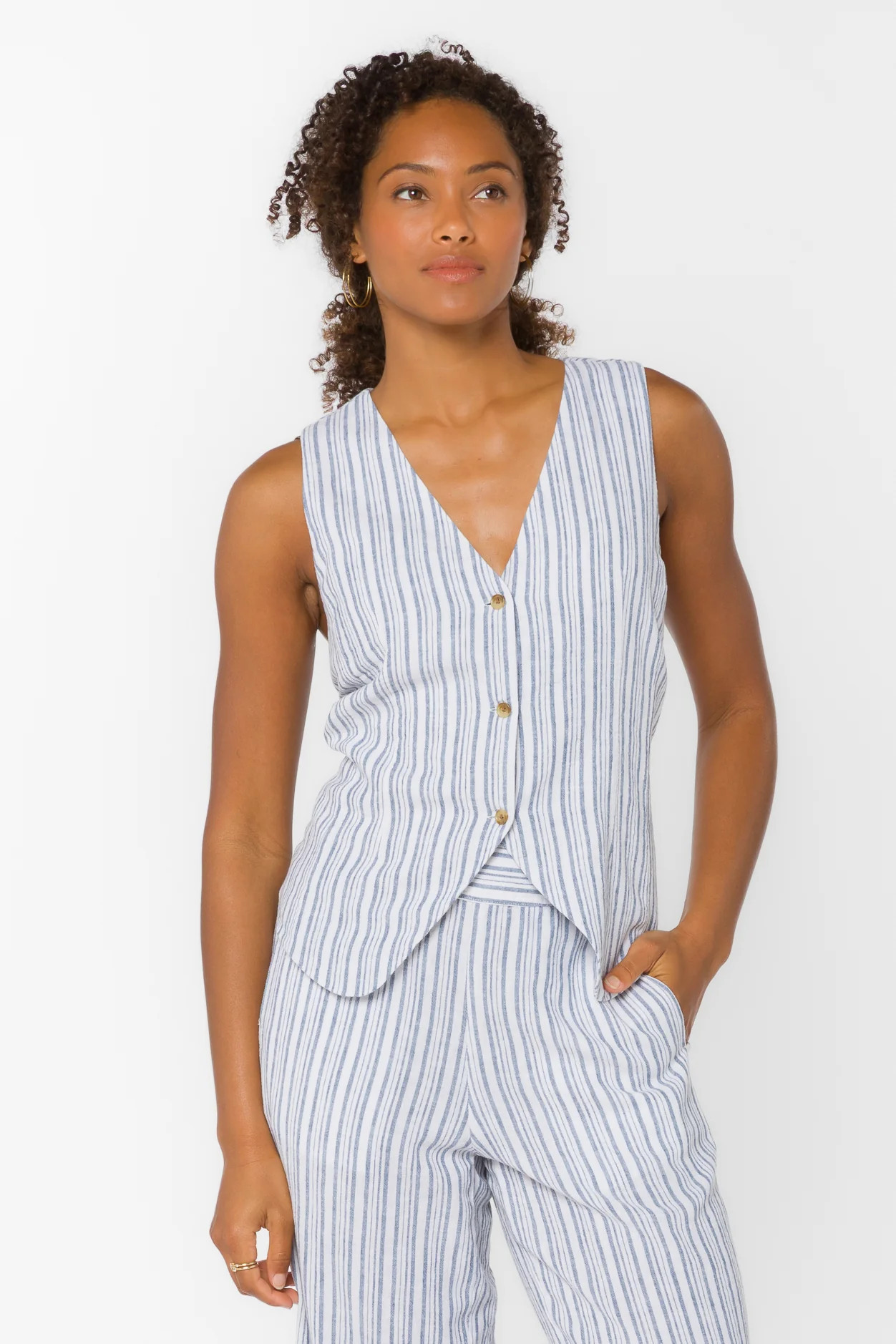 Quincy Blue Stripe Vest | Velvet Heart Clothing