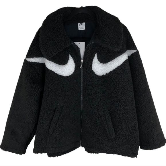 Nike high pile fleece bomber jacket black medium | Poshmark