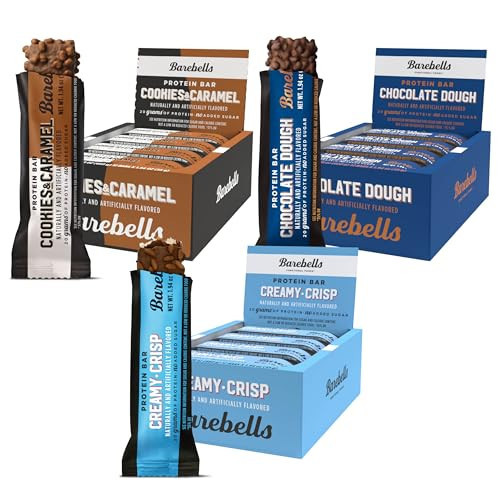 Barebells Starter Pack (3 Mix Pack) – 36 Total Bars, High Protein Snack, with 20g Protein & No Added Sugar – On-the-Go Breakfast or Post-Workout Treat, Cookies and Caramel, Creamy Crisp, Chocolate Dough | Amazon (US)
