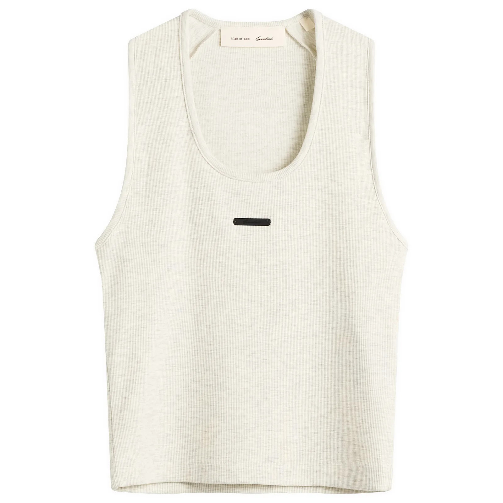Fear of God ESSENTIALS Women's Fitted Rib Tank in Oatmeal Heather, Size X-Small | END. Clothing