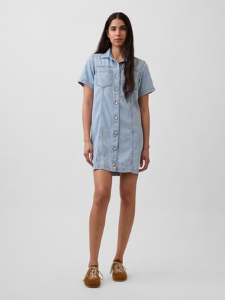 UltraSoft Denim Mini Shirtdress | Gap (US)