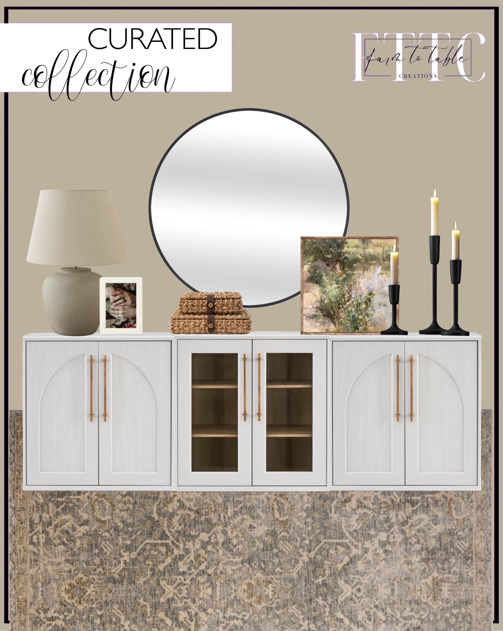 Curated Collection. Follow @farmtotablecreations on Instagram for more inspiration.

Storage Cabinet. Arched Storage Cabinet. Loloi Rug. Junie Blue/Natural. Large 42” round mirror. Framed Artwork. Ceramic Table Lamp. Taper Candleholders. Corinne Woven Boxes. Shagreen Picture Frame. 

Living Room | Spring Refresh |  Bedroom Finds | Neutral Stems | Spring Stems | Bookshelf Decor | Bedroom Space | Cozy Corner | Bathroom | Curated Entryway | Spring  Decor | End of Year Clearance | Trending Decor | Viral Decor  | Coffee Table Decor | Neutral Decor | Stem Sale | Target Finds | Skinny Bench | Bedroom | Living Room | Breakfast Nook | Amazon Home | Target Sale | Loloi Rugs | Magnolia Home | console table | console table styling | faux stems | entryway space | front porch decor | neutral decor | entryway decor | cozy home | affordable decor |  home decor | home inspiration | console styling | entryway rug | cozy moody home | moody home decor | neutral home | bathroom decor | living room | spring decor | Hearth & Hand | Studio McGee | 2025 Home Trends | trending home | Walmart Home Finds


#LTKFindsUnder50 #LTKHome #LTKSaleAlert