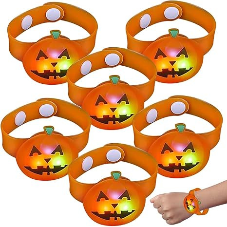 ArtCreativity Light Up Halloween Bracelets, Set of 6, Jack o Lantern Wristbands for Kids with 3 L... | Amazon (US)