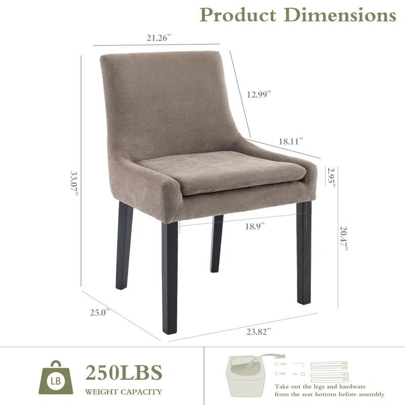 Mid Back Corduroy Wider Upholstered Solid Wood Dining Side Chairs | Wayfair North America