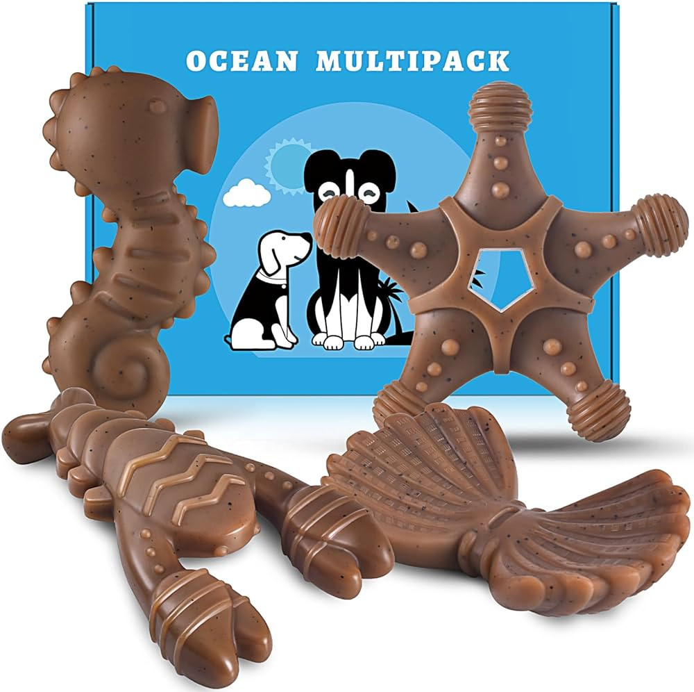 NEZIN Dog Chew Toys for Aggressive Chewers, 4 Pack Indestructible Dog Toys with Tough Nylon, Chew... | Amazon (US)