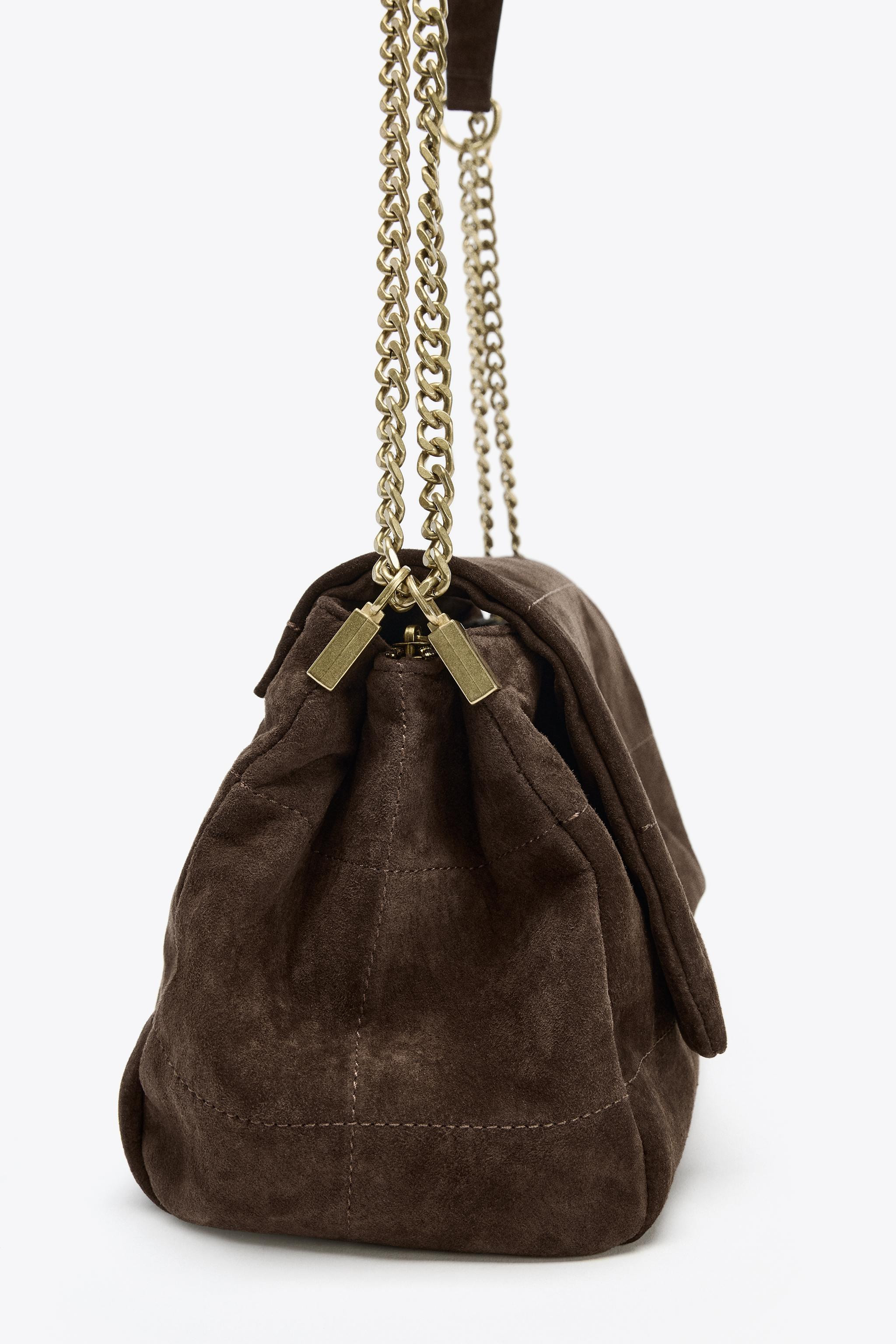 SPLIT LEATHER SHOULDER BAG | Zara US