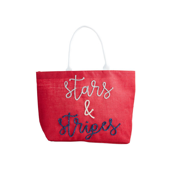 Mud Pie Red 4th Of July Sparkle Tote Bag | 100% Polyester | Mud Pie