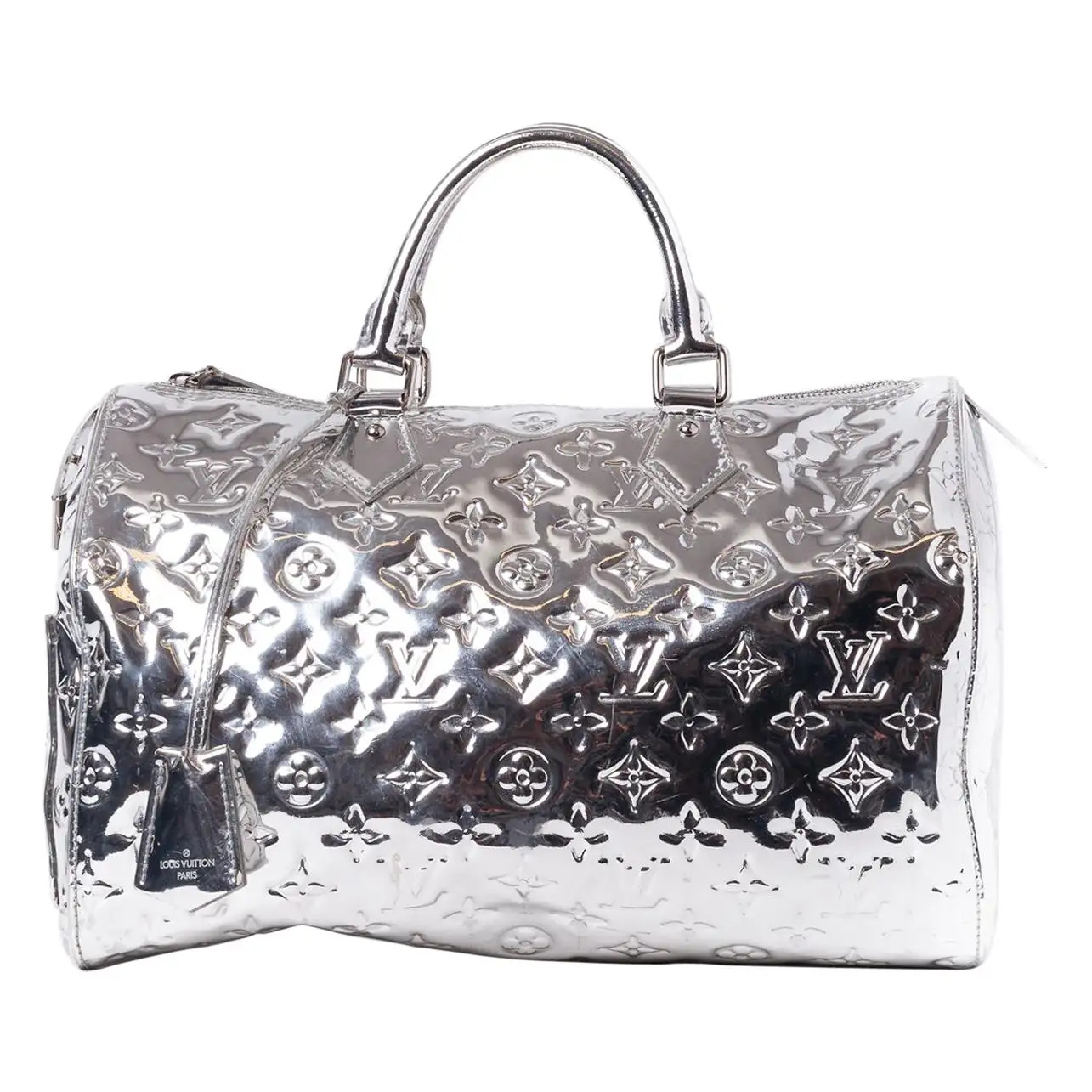 Louis Vuitton Limited Edition Silver Monogram Miroir Speedy 35 Runway | 1stDibs