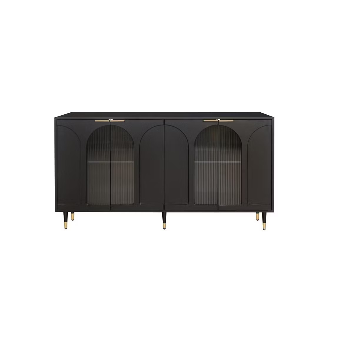 Bella Depot Accent Cabinet Black Lacquered Wooden Cabinet with 4 Glass Doors - Black | Target