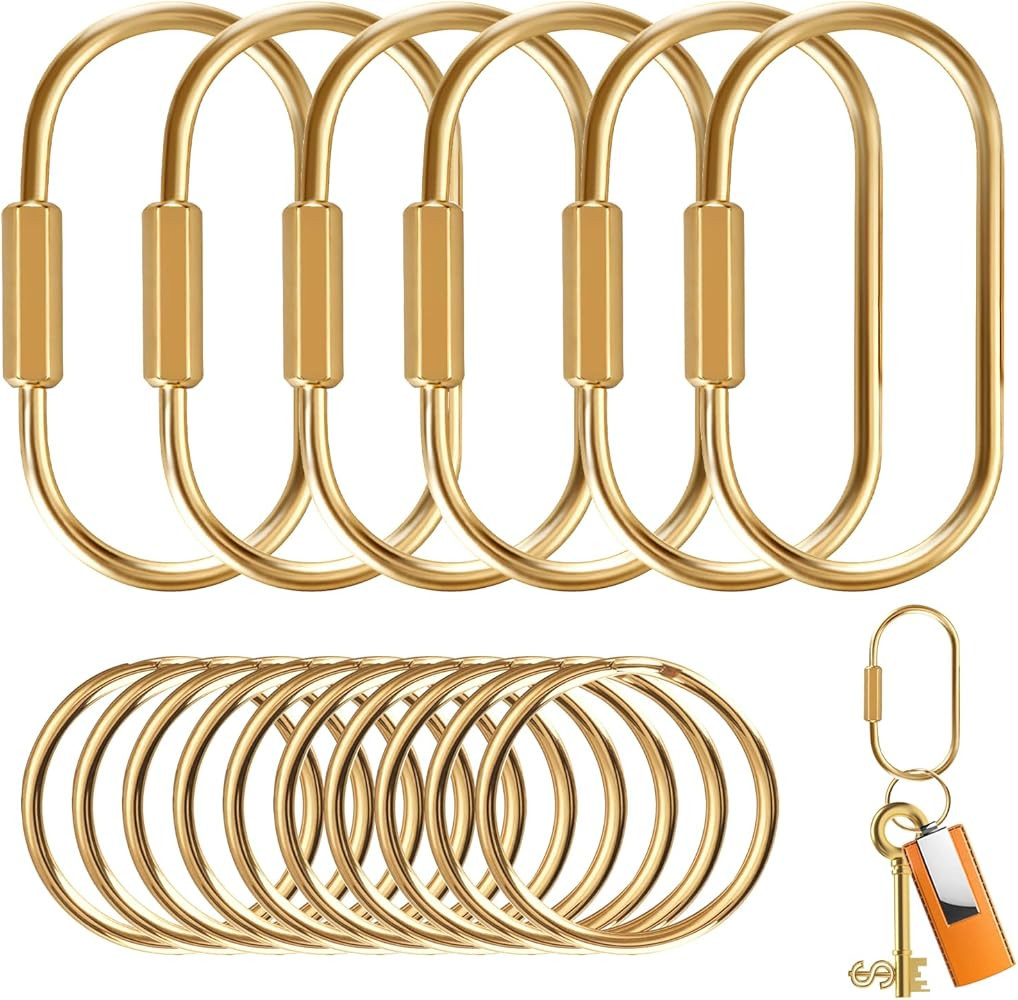 Muitcdo Brass Key Rings Bulk, Key Chain Organizer Holder for Men Women with Secure Screw Locking | Amazon (US)