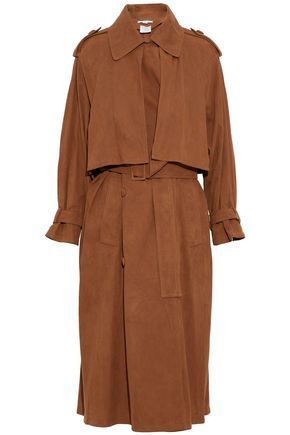 Stella Mccartney Woman Faux Suede Trench Coat Brown Size 34 | The Outnet US