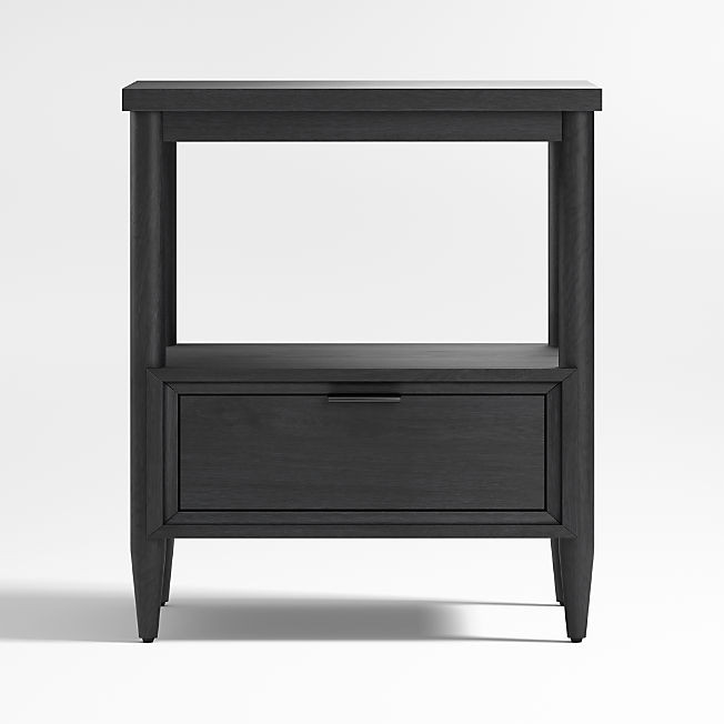 Bodie Ebonized Black Wood Kids Nightstand with Drawer + Reviews | Crate & Kids | Crate & Barrel