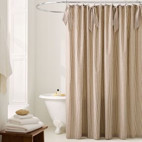 Pierce & Ward Cotton Linen Stripe Shower Curtain | West Elm (US)