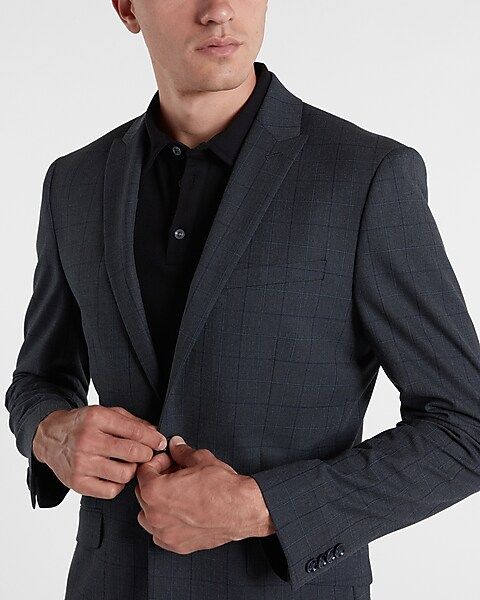 Extra Slim Blue Plaid Modern Tech Suit Jacket | Express