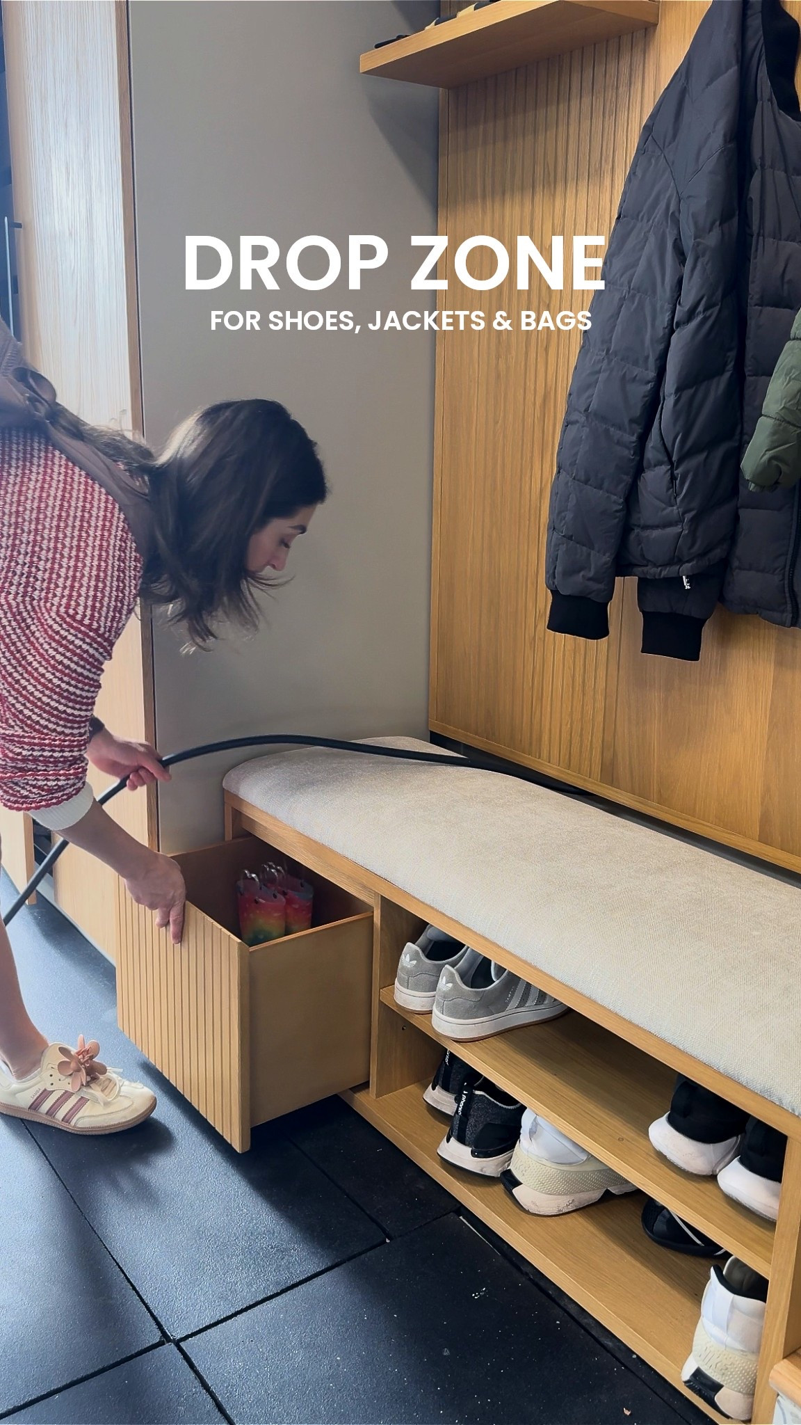 We added this drop zone to our garage as a catch all for getting the kids in and out of the house easily. It comes in two options with and without the back. The quality is excellent and it looks great! #organizedhome #mudroom #dropzone 

#LTKmomlife #LTKmorningroutine #LTKHome